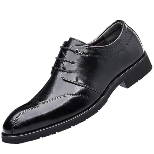 Mens Low Heel Derby Dress Shoes for Men, Round Toe Lace-up Comfort Brogue Oxfords Casual Business Work Dress Shoes