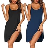 Ekouaer 2 Pack Nightgowns for Women Sleeveless Sleepwear Soft Sleep Tank Chemise Racerback Night Shirt
