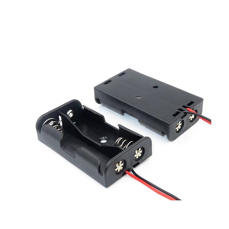 Image of 18650 Cell Lithium Battery Holder - for 3.7V li-ion Plastic case with Lead Wire Hard pin Spring Retention - Black (2 SLOT, 18650, 3, SERIES01)