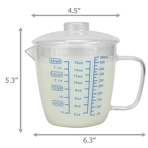 Vaso medidor de vidrio 500 ml con tapa y pico en V miniatura 5