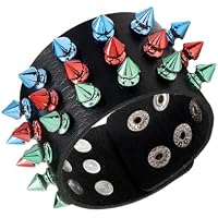 GLEAVI Pulsera Punk de 1 Pieza con Tres Series de Remaches