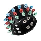 GLEAVI Pulsera Punk de 1 Pieza con Tres Series de Remaches Puntiagudos, Correa de Imitación Cuero Negra, Accesorio de Moda para Muñeca, Decoración para Fiestas y Estilo Alternativo