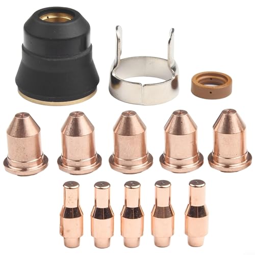 13Pcs Plasma Cutting Consumables Kit fit for Harbor Freight Titanium 45A Plasma Cutter, Nozzles and Electrodes 56811(0.9mm) Electrode 56576 Tip 56255, as picture show, 1279349948