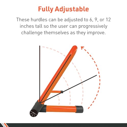 Body Sport Adjustable Athletic Speed Training Hurdles in Orange, Jumping & Speed Training Fitness Equipment, Hurdles for Track & Field, Basketball, Soccer & More, Set of 5