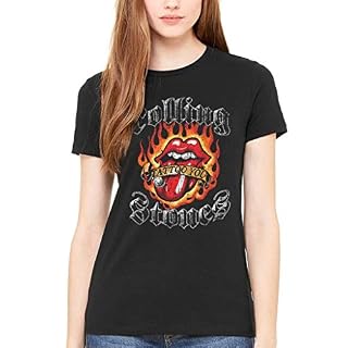 LKSS Women’s The Rolling Stones Flaming Tongue Women’s T Shirt Flaming Tattoo Classic - Les Beatles, Paul McCartney, John Lennon, RIngo Starr, George Harrison
