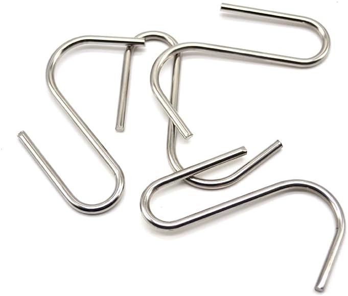 Miniatura 7 de Paquete de 20 ganchos en forma de S de acero inoxidable de calibre pesado de 8GA y 0.157 in para estante de utensilios de cocina, apertura trasera