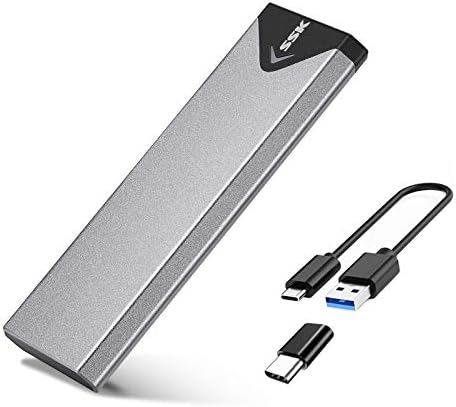SSK Aluminum USB 3.1 to M.2 NGFF SSD Enclosure Adapter, External SATA Based M.2 Solid State Hard Drive Enclosure (SATA Based)