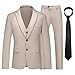 KUDMOL Herren Anzug 3 Stück Zwei Knöpfe Business Hochzeit Smoking Herren Anzug Jacke Weste Hose Set mit Krawatte（Champagner,M