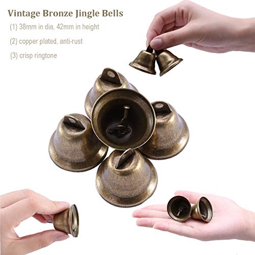 Fashionclubs Vintage Bronze Jingle Bells 35Pcs 38Mm Christmas Craft Bells Ornaments For Wind Chimes Making, Housebreaking, Christmas Tree Decorations And Dog Potty Training #TOP2