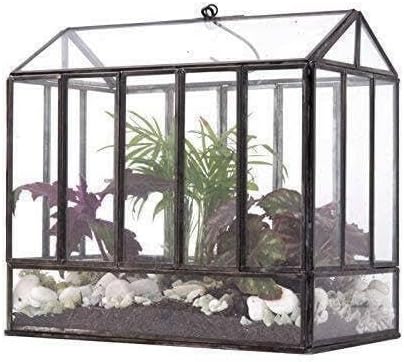 Black Glass House Terrarium – 10×7×10″ Geometric Indoor Planter Display Case