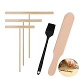 Kit Accessoires Crêpes Bois Hêtre Naturel 5 Pièces, Spatule 30cm et 3...
