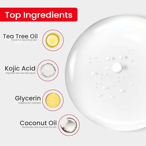 Kojie San Skin and Body Soap – Original Kojic Acid, Soap Bar with Coconut & Tea Tree Oil – 3 x 65g Bars