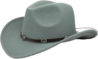 Unisex Travel-Ready Western Hat - Faux Leather Trim & Antique Metal Conchos For Outdoor Adventures