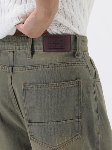 Image of Urbano Fashion Men's Loose Baggy Fit Heavy Washed Jeans Non-Stretchable
