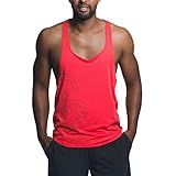 GYM AESTHETICS | Herren Bodybuilding Stringer 'Intensity' Muskel Tank Top UV-Schutz antistatisch Feuchtigkeitsregulierung, Fitness und andere Sport in Rot (M)