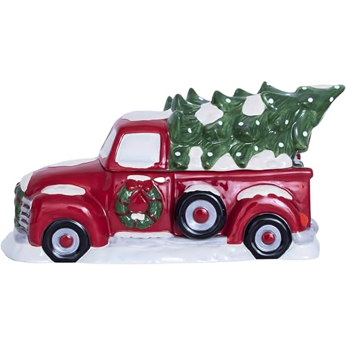 Blue Sky Ceramics Christmas Truck Cookie Jar, Multi, multicolor (17840)