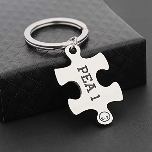 CHOORO Twins Keychain Set Two Peas in A Pod Pea 1 & Pea 2 Keychain Set Twins Jewelry Gift for Twin Sister/Brother Best Friend4