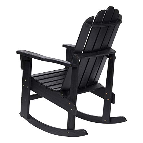 Shine Company 4699Bk Marina Adirondack Porch Rocker | Indoor/Outdoor Wood Rocking Chair – Black #TOP3