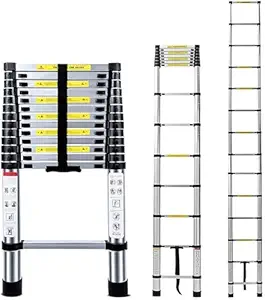 KRISHYAM Telescopic Ladder Telescopic Ladder - 5.5M/18.04ft Stainless Steel Lightweight Telescoping Ladders, Multi-Purpose (5.5 M (Stainless Steel)