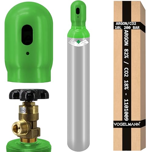 Bouteille de gaz 10 litres 200 bar gaz mixte Argon 82% CO2 18% gaz de protection pour travaux de soudage MIG/MAG, gaz de soudage de haute qualité, bouteille...