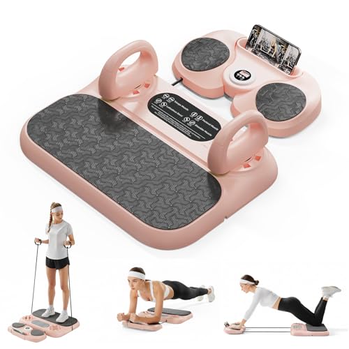 Multifuncional Pilates Board & Push Up System with Timer, Ab Wheel & Core Sliders, Portable Home Gym Kit with Resistance Ropes & Plank Support, Full Body Workout for Women & Men (Simulates Reformer)