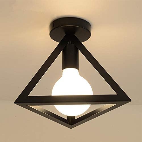 ChaoZan Semi Flush Mount Ceiling Lamp, Vintage Industrial Style Black Shade,Geometric Ceiling Light Illumination Fixture,for Entry, Dining Room, Hallway, Study Room, Office, Bedroom, Decor, (Ø25CM)