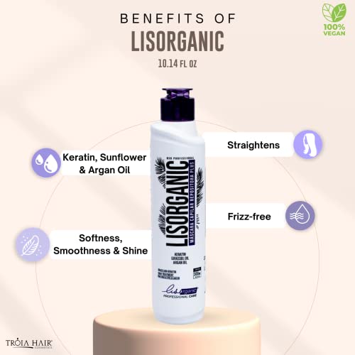 Kit Innovative Keratin Treatment Lisorganic I Perfect Hair Straightener I Vegan, Cruelty Free I Shine I Reduces Volume I Suitable For All Hair Types I 2 Items I Troia Hair #TOP2