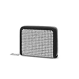 Hearty Trendy Rhinestone Fashion Card Wallet, Zip Around Wallet