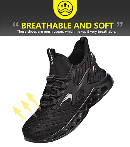 Morendl Steel Toe Shoes For Men Industrial Work Shoes Comfortable Safety Sneakers Lightweight Puncture Proof Construction Shoes Black4-11 #TOP3