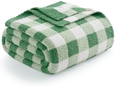 Snuggle Sac Checkered Blanket for Couch, Super Soft Cozy Warm Kni...