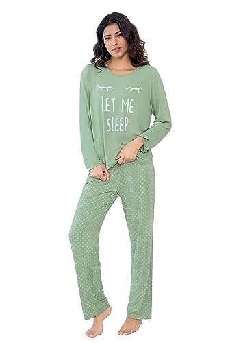 Joyaria Lightweight Bamboo Viscose Pajamas Women Cooling Sweat Wicking Long Sleeve PJs Set Sleepwear S-XXL4