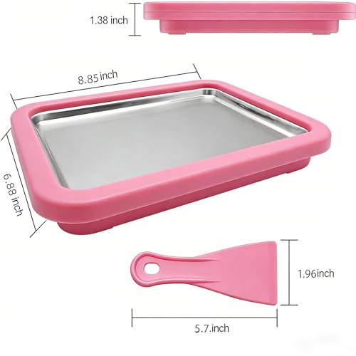 Rolled Ice Cream Maker Kit, DIY Ice Cream Roll Tray with 2 Scrapers, No Electricity Required, Stainless Steel Freezing Plate for Rolled Ice Cream, Frozen Yogurt, Sorbet (Green)