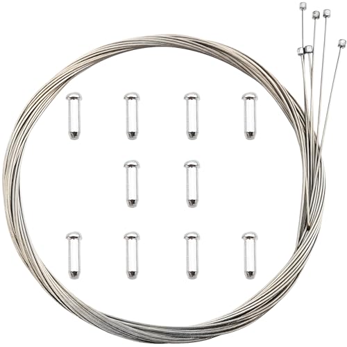 CTRICALVER Cavo del Cambio della Bicicletta, 6 Pezzi 2.1M Cavo Universale per Leva del Cambio per Bicicletta, con 10 Pezzi Cappellini End