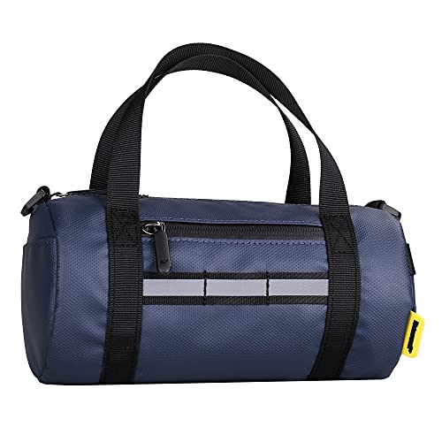Multifunctional Bike Handlebar Bag Waterproof Cycling Accessory Storage Bags Small Camvas Shoulder Bag Waist Pack (Black - 9.1" X 4.3" X 4.3") #TOP3