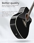 Moukey 41" Guitare acoustique pour débutants Adulte Adolescents Guitarra Acustica de pleine taille avec affiche chorale, Gig Bag, Tuner, Cordes d'acier, Capo, Strap - noir