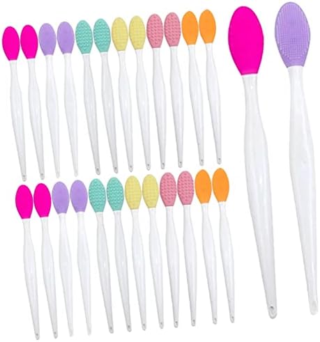 FRCOLOR 30pcs Handle Nose Brush Facial Exfoliator Brush Face Tools Silicone Tool Lip Color Brush Lip Scrubber Tool Lip Cleaning Brush Nose Exfoliator Brushes Lip Scrub Tool Silicone