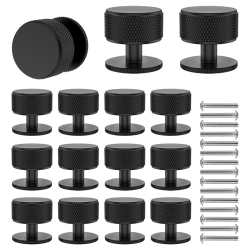 NIPUAEGO 10/15 Pcs Drawer Knob, Aluminum Alloy Cabinet Drawer Pulls with Screws Modern Cupboard Handles for Dresser Cabinet 2.7x2.7x2.7cm (Black2)