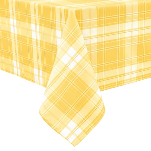 Hiasan 54 x 80 Inch Waterproof Rectangle Checkered Tablecloth, Yellow by Hiasan - Used condition - US$16.31