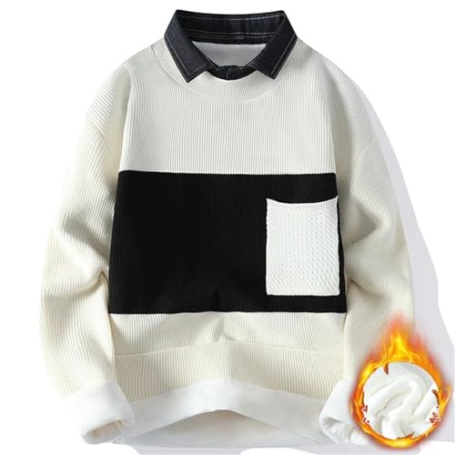 Men's Striped Wool Sweater Loose Fit Warm Knit Pullover for Fall Winter2