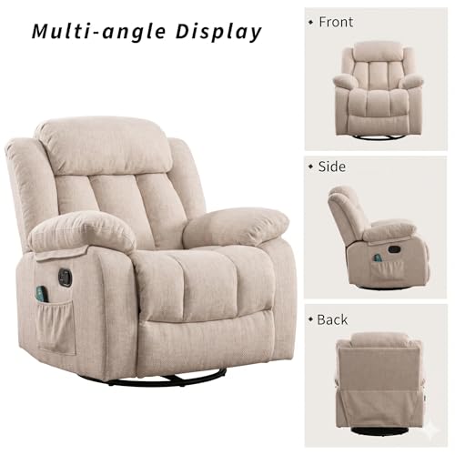 Image of Amazon Brand - Solimo Stark | Single Seater Sofa Recliner | Rocking, Revolving and Recline Manual Recliner (Velvet Beige) | 1 Year Warranty