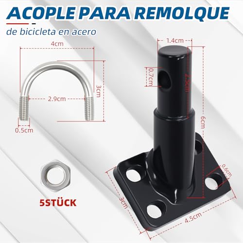 Miniatura 2 de Aneelv Bicycle Trailer Hitch Adapter With Locking Pin - Universal Quick Connect For Kids Dog Trailers, Cargo Bike Towing Accessory