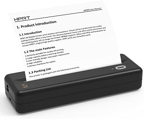 HPRT MT810 Portable Printers Wireless for Travel, Bluetooth Printer Compatible with Android iOS Phones & Laptops Support 8" & 4" Thermal Roll Paper Suitable for Home Vehincles Office Business Travel