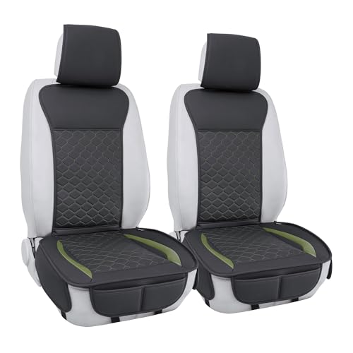 Image of Elantrip 2PCs Front Car Seat Covers Leather Car Seat Protector Universal fit for Most Cars SUVs and Trucks Water Proof Seat Protector Black and Green