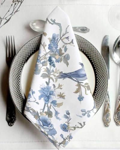 Servilletas de Tela Con Estampado Floral Azul Juego x4 miniatura 2