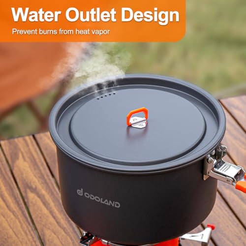 Odoland Camping Cookware Mess Kit, Non-Stick Lightweight Pot Fry Pan Set by Odoland - Used condition - Image 5