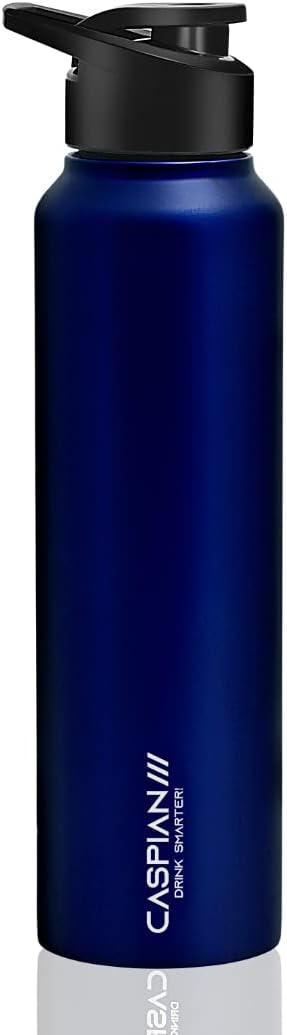 Caspian Hike Stainless Steel Sipper Water Bottle 1 Ltr (Litre) for School, Fridge, Office, Gym, Home-Ideal for Adults, Men, Women, Kids, Boys, Girls-1000ml Leakproof, Rust free, Eco-Friendly, Blue