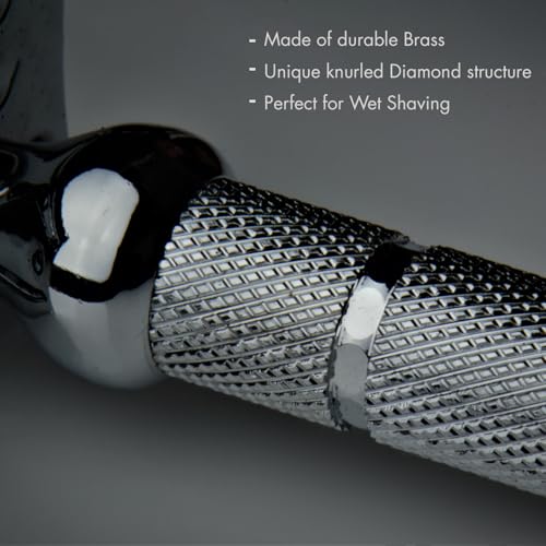 Image of Pink Woolf OC70 Open Comb Safety Razor for Men | Double Edge with 10 Blades | Matte Black Metal Shaver for Thick Beard & Wet Shaving | Aggressive Single Blade with Anti-Slip Handle