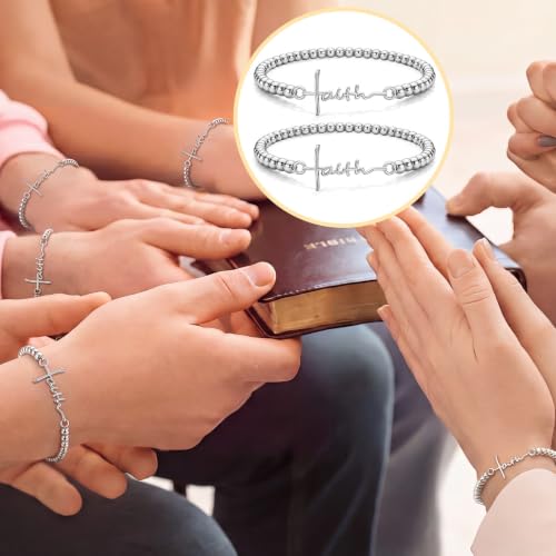 Tondiamo 24 Pcs Christian Bracelets for Women Religious Gift, Silver, Cross by Tondiamo - Used condition - Image 4