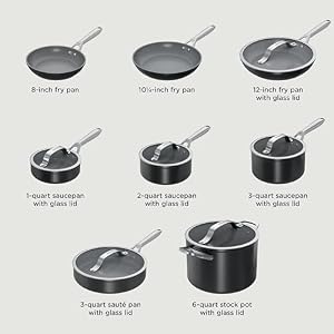 Ninja NeverStick Ceramic Pro 14-Piece Cookware Set, Non-Stick Pots & Pans Set with Glass Lids, Ceramic, Stainless Steel, Stove to Oven Safe, All Stovetops & Induction Compatible, Black, CW39014BK Ninja NeverStick Ceramic Pro 14 Piece Cookware Set Non Stick Pots Pans Set with Glass Lids Ceramic Stainless Steel Stove to Oven Safe All Stovetops Induction Compatible Black CW39014BK