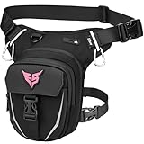 Eshow Beintasche Motorrad für Herren Damen, Erweiterbare Oberschenkeltasche Gürteltasche Bauchtasche mit Verstellbarer Beinriemen Reflexstreifen 2 Karabiner für Wandern Radfahren Schwarz